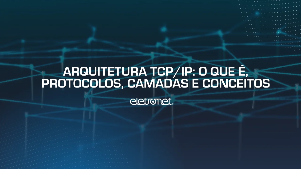 Imagem ilustrativa de arquitetura TCP/IP com várias conexões entre pontos.