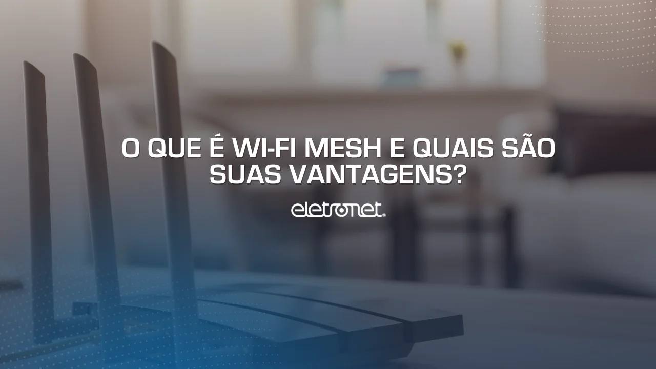 Roteador de internet sobre um móvel em uma sala, representando o Wi-Fi Mesh.
