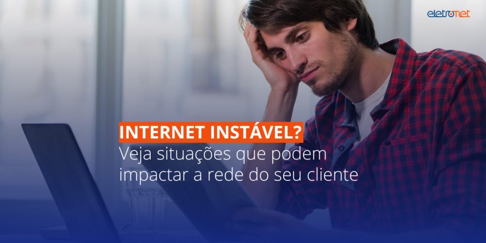 Imagem de um homem desanimado enfrentando problema de internet instável